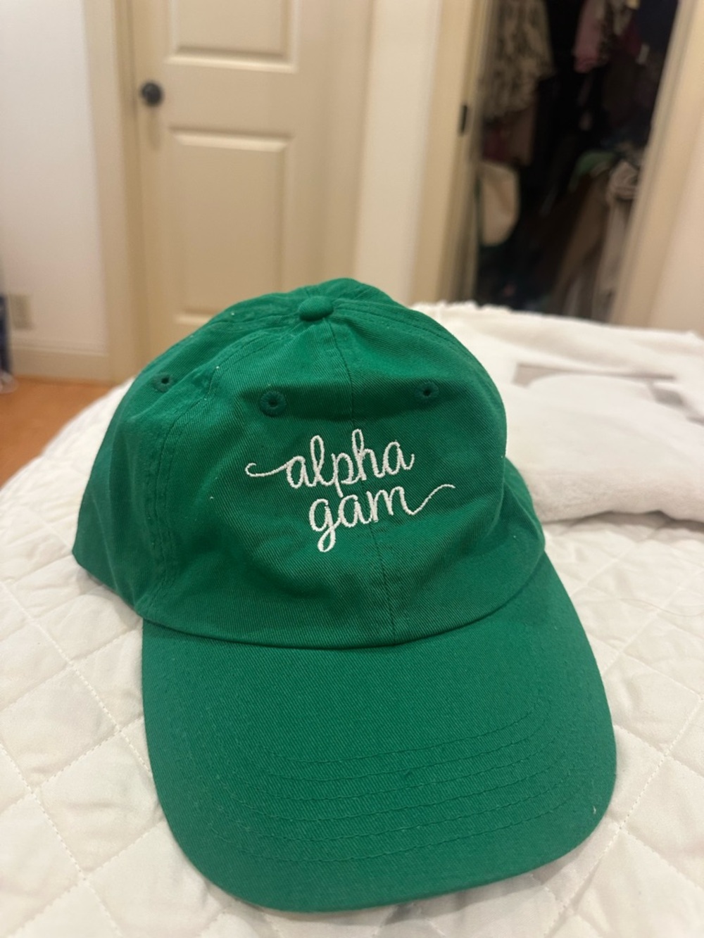 Alpha Gamma Delta Embroidered Green Sorority Baseball Cap